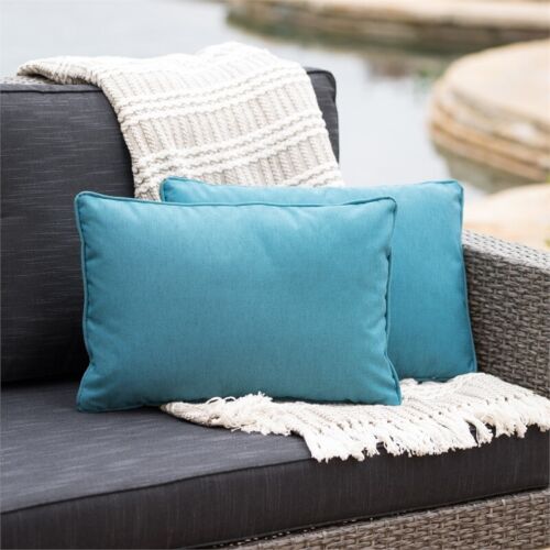 Noble House Coronado 12x18" Rectangle Fabric Throw Pillows in Blue (Set of 2)