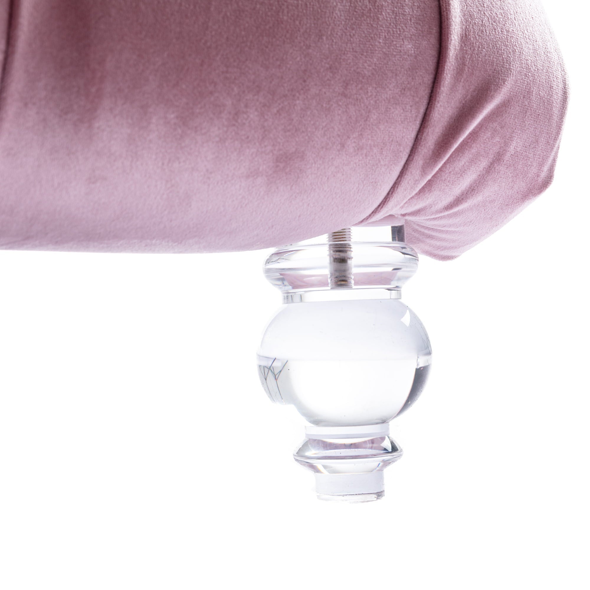 Zechuan Curved Lounge Chaise sofa, Accent Chair Sofa with Acrylic Leg, Pink