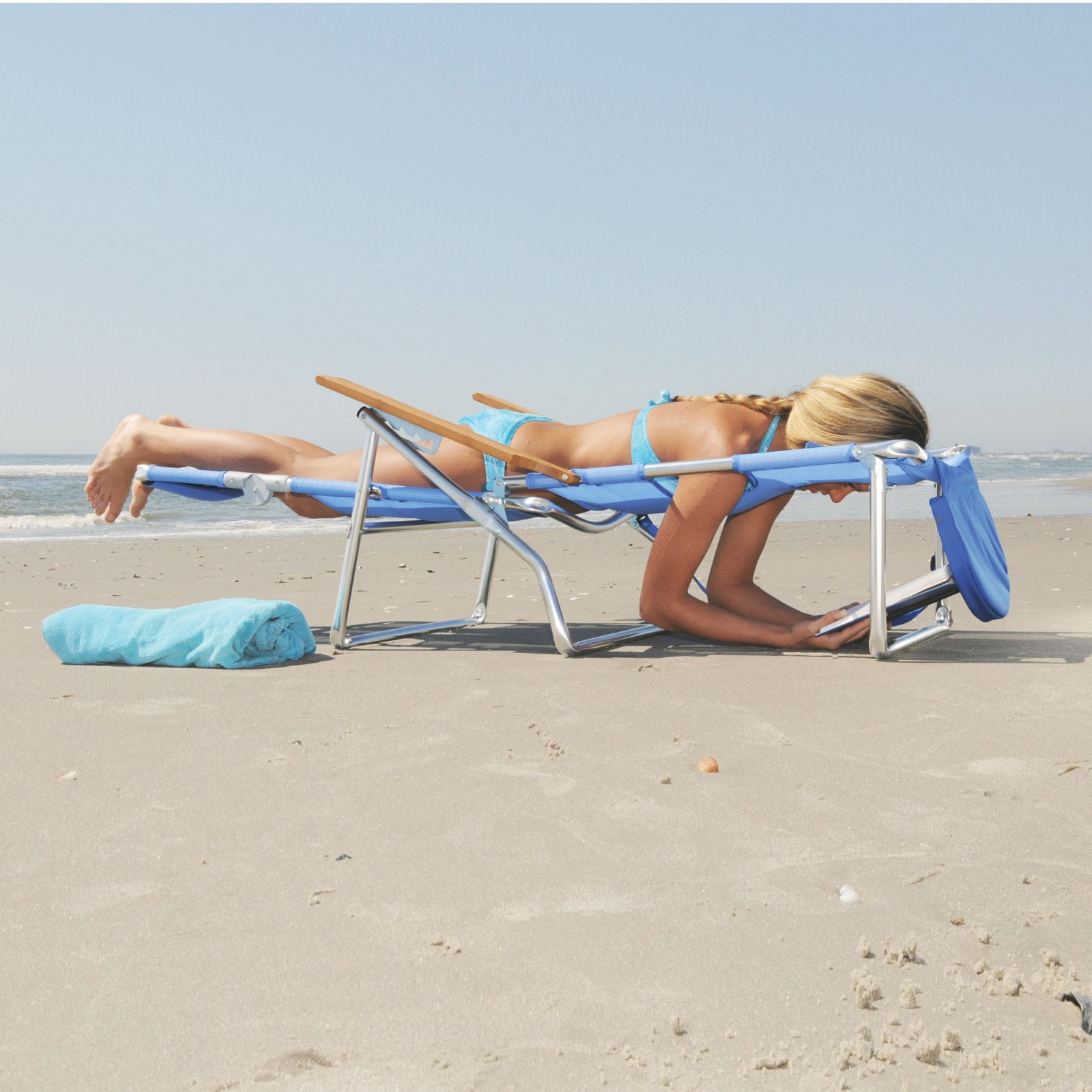 Ostrich 3 N 1 Lightweight Aluminum Frame 5 Position Reclining Beach Chair, Blue