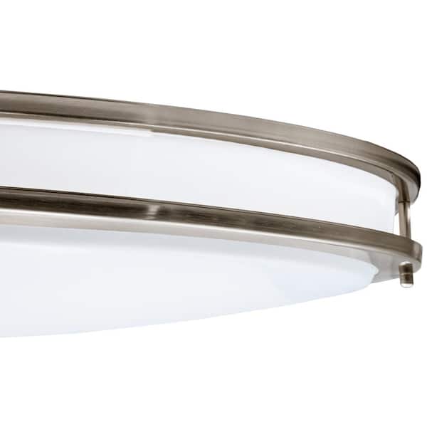 32 in. Oval LED Ceiling Mount Fixture, Dual Ring Satin Nickel, Dimmable, 3 CCT 3000K-5000K, 5500 Lumens