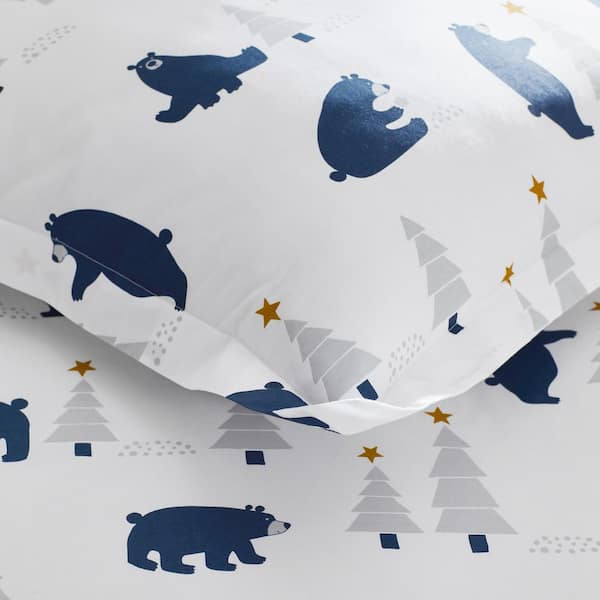 Company Cotton Holiday Bear White Multi Cotton Percale King Pillowcases (Set of 2)