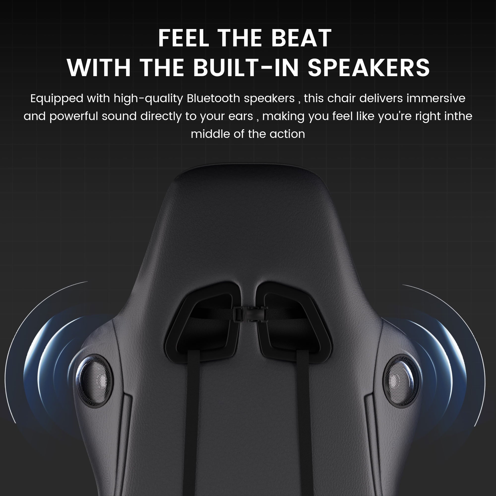 GTRACING GTW-100 Reclining Office Gaming Chair with Bluetooth Speakers and Footrest, Black