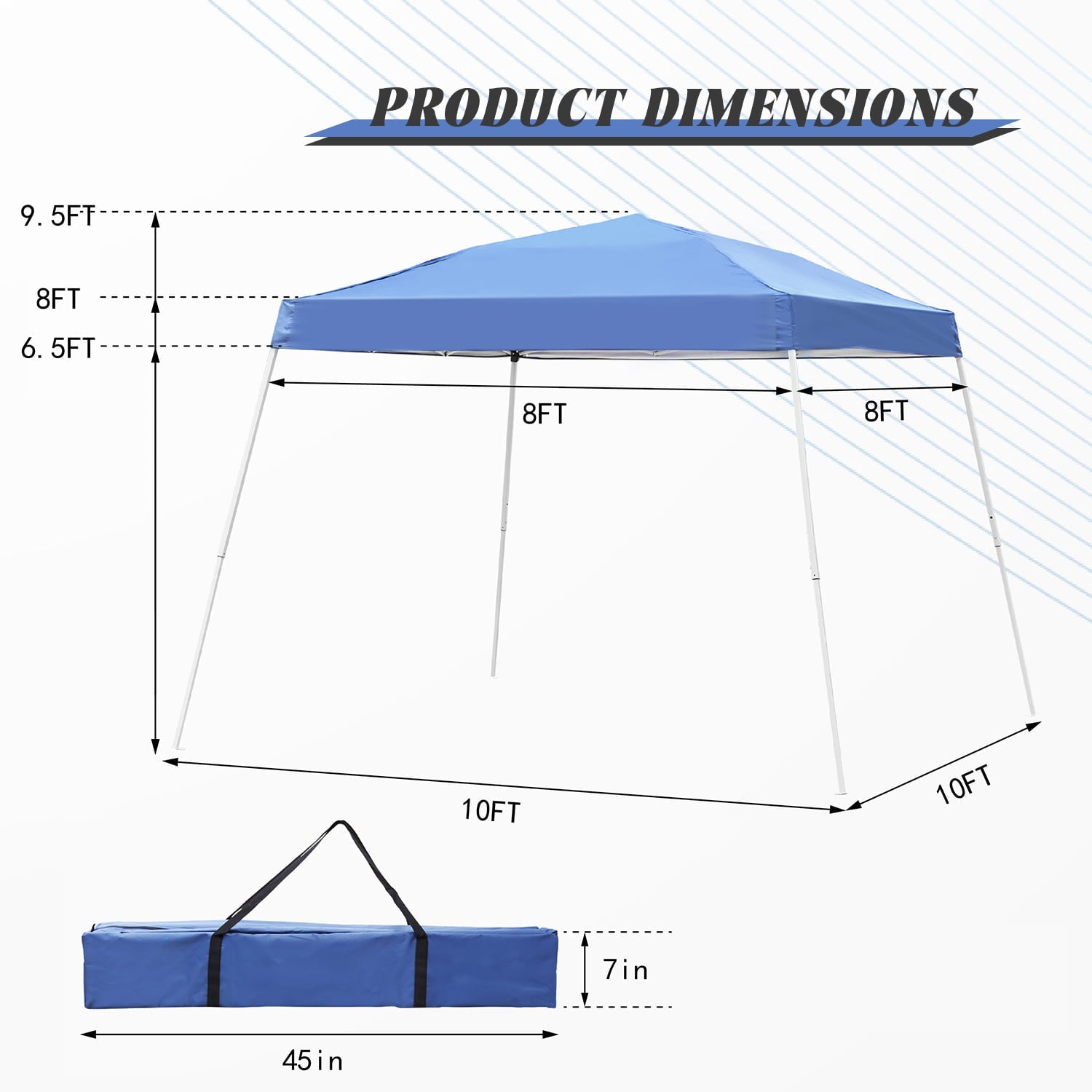 Outdoor Basic 10'x10' Pop Up Canopy Tent Party Wedding Folding Commercial Instant Shelter Sun Shade with Carring Bag, Blue