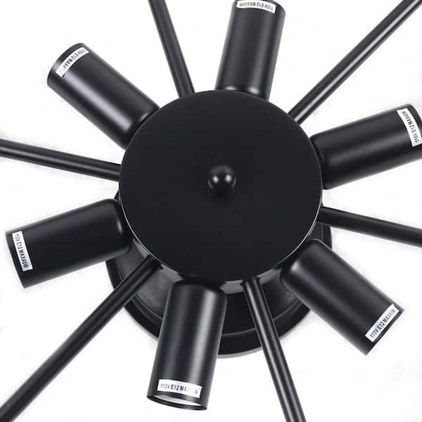 18 in. 6-Light Black Industrial Wagon Wheel Rustic Flush Mount Ceiling Light