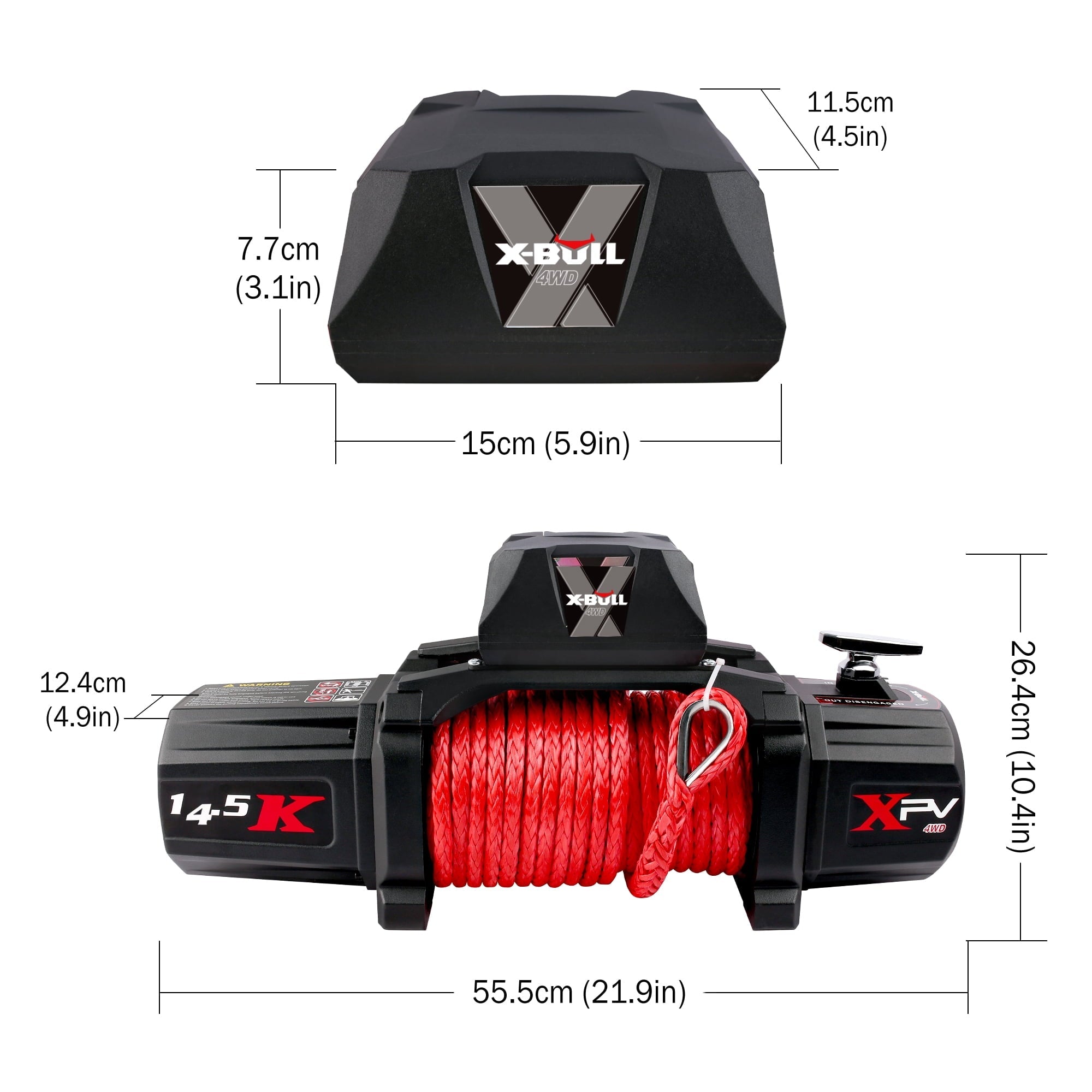 X-BULL Electric Winch XPV 14500LBS  12V Winch Synthetic Rope SUV Jeep Truck Towing 4WD Off-Road
