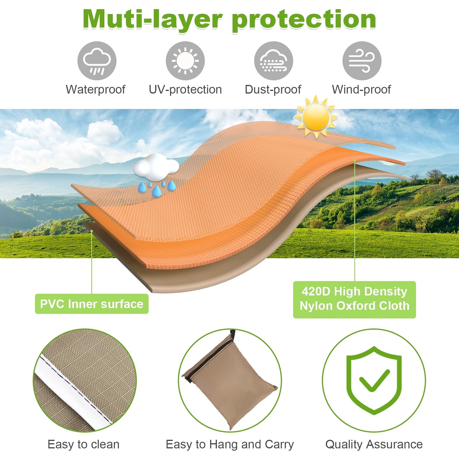 Patio Loveseat Cover, GARPROVM Patio Furniture Cover, 54