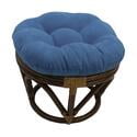 18-inch Round Solid Micro Suede Tufted Footstool Cushion - Indigo