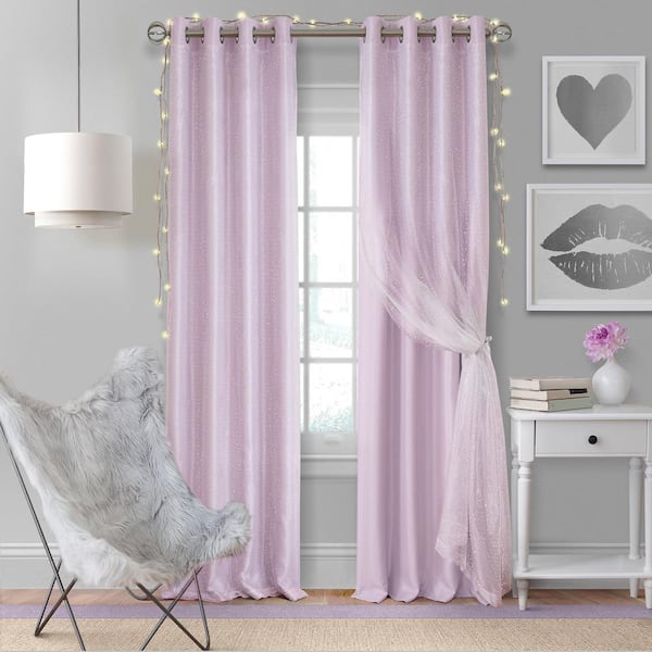 Lavender Layered Grommet Blackout Curtain - 52 in. W x 84 in. L