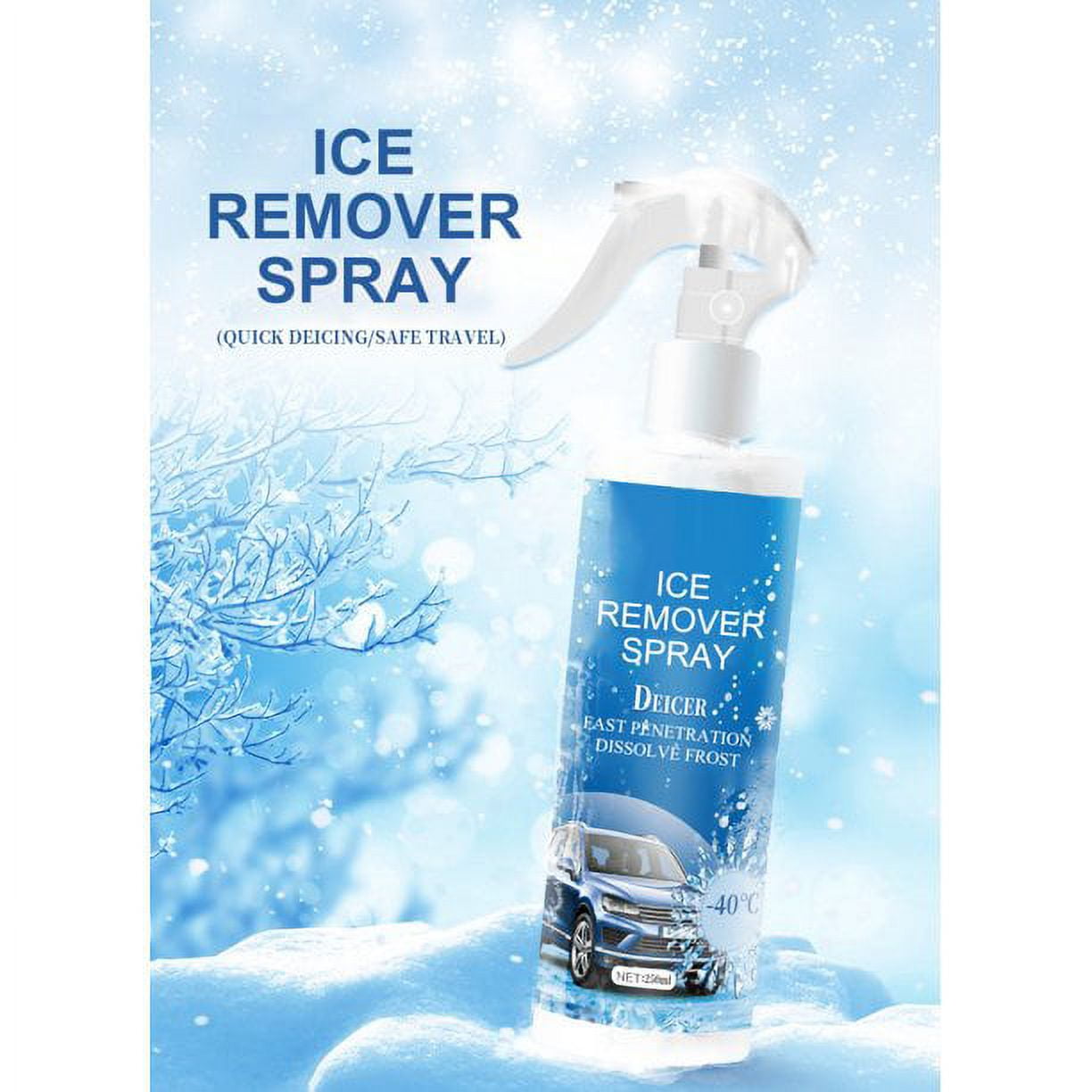 Ice Remover Snow Melting Agent Freezer Frost Remover Defroster Rapid Thawing Anti Freeze Spray for Outside Drain Exhaust Faucet Tap Pipeline 250 ML