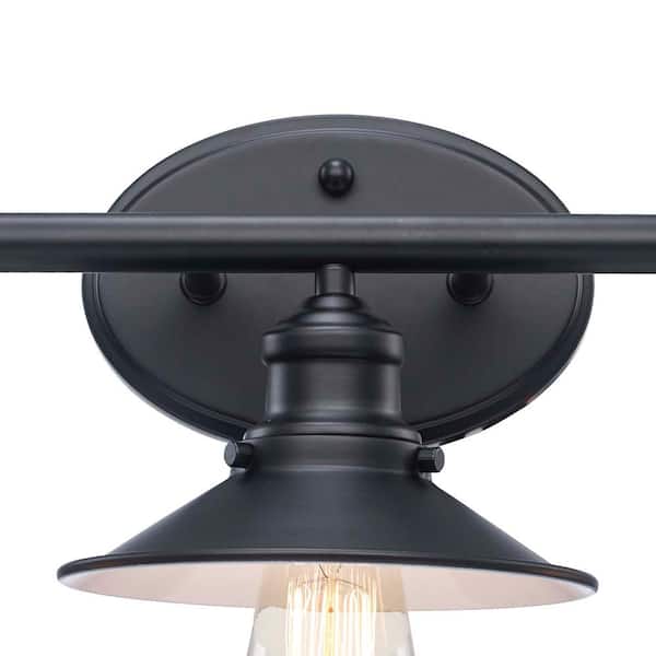 Glenhurst 25 in. 3-Light Industrial Farmhouse Black Bathroom Vanity Light Fixture with Metal Shades