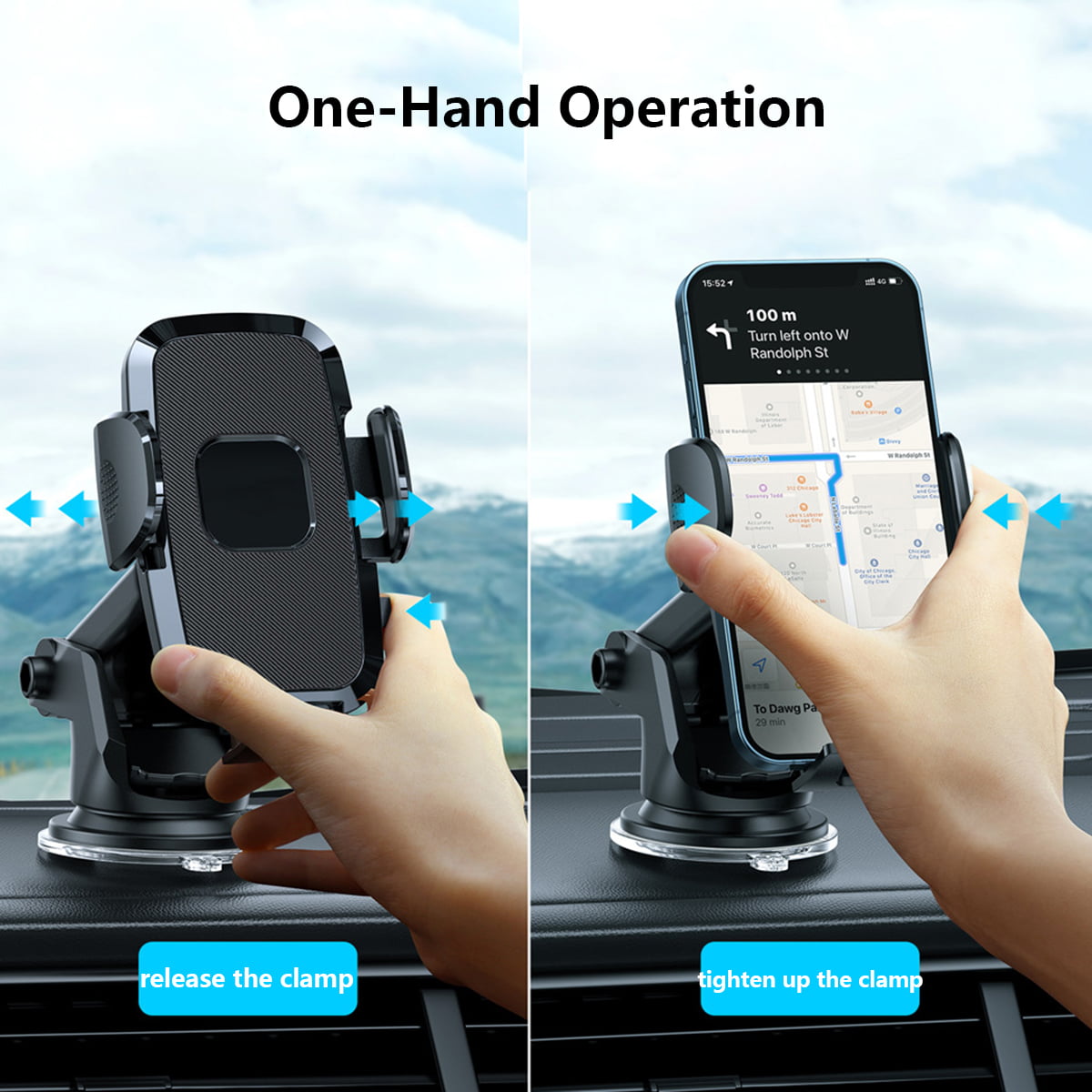 Byseng Phone Mount for Car, Cell Phone Holder for Car Dashboard Windshield and Car Vent 3 in 1, Car Phone Holder Mount for iPhone 14 13 12 Pro Max Samsung All Cell Phones