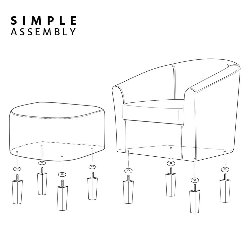 Alden Design Faux Leather Tub Chair with Ottoman, Black