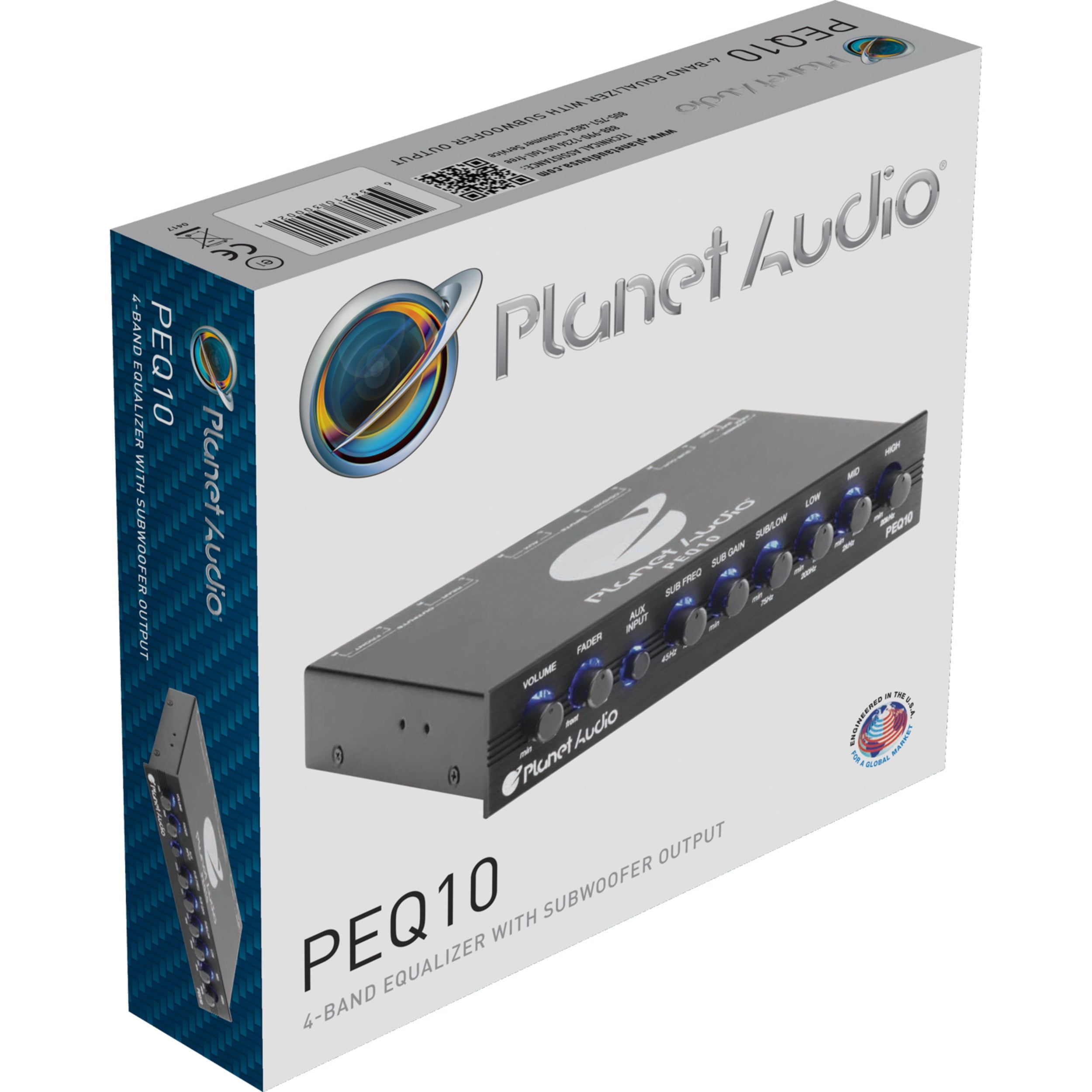 Planet Audio PEQ10 4 Band Pre-Amp Car Equalizer - Half Din, Subwoofer Output