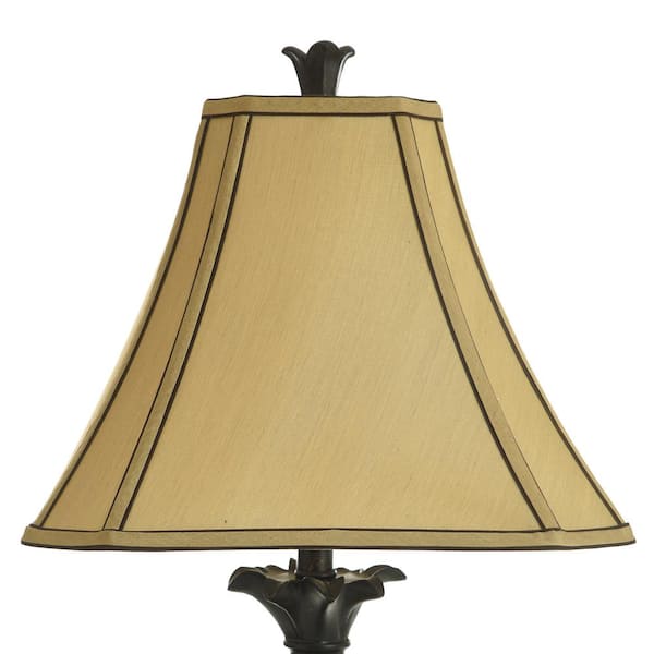 29 in. Brown Table Lamp with Beige Fabric Shade