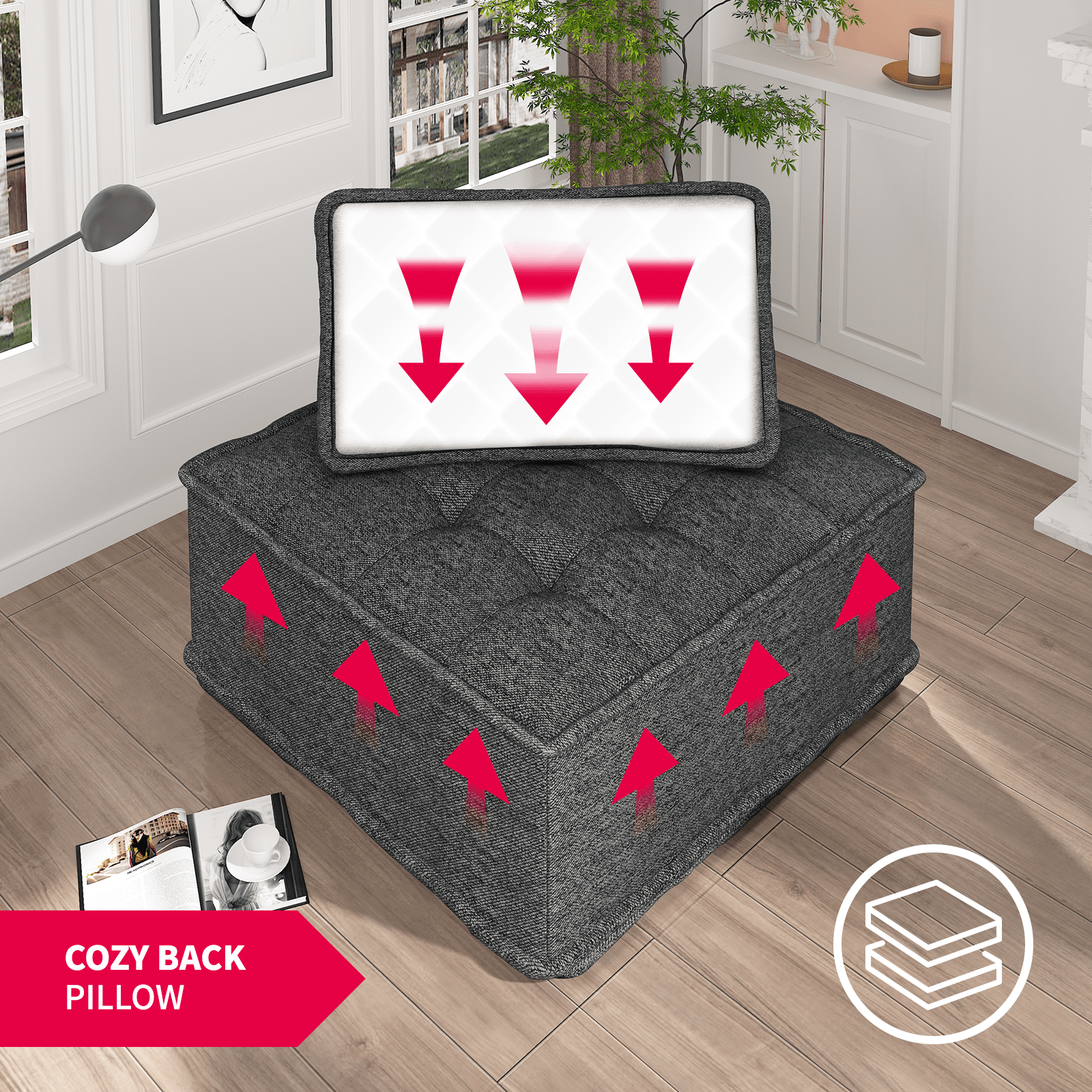 MUZZ Free Combination Sectional Sofa, Sofa Couch with Modern Fabric and Soft Cotton, Modular Armless Sectional Sofa Couch for Living Room, Bedroom (Dark Grey, 1PC)