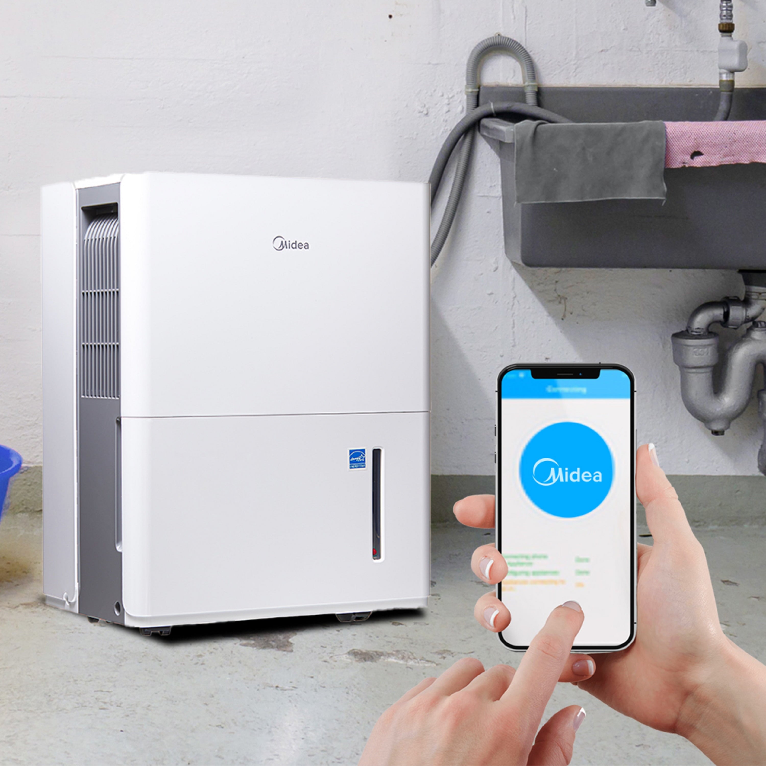 Midea 22-Pint Smart Dehumidifier - Damp Rooms, Energy Star, White, MAD22S1WWT