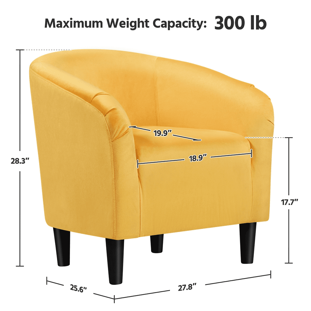 Easyfashion Tub Chair, Set of 2, Yellow Velvet