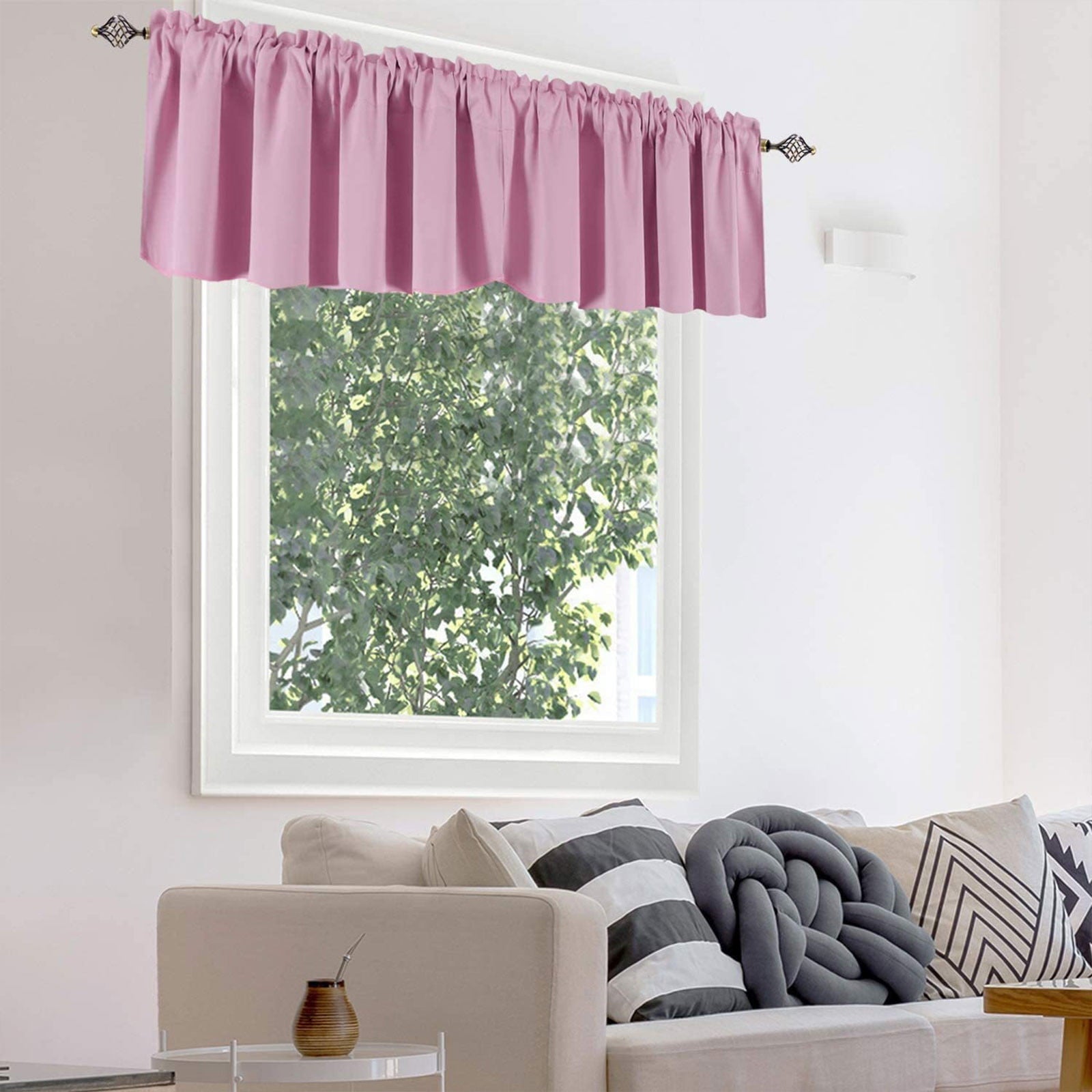 RnemiTe-amo Valance on Clearance！Valance for Window,Kitchen Curtain Valance Only,Black Valance Curtain Living Room,Kitchen Valance for Window, 57×18inches