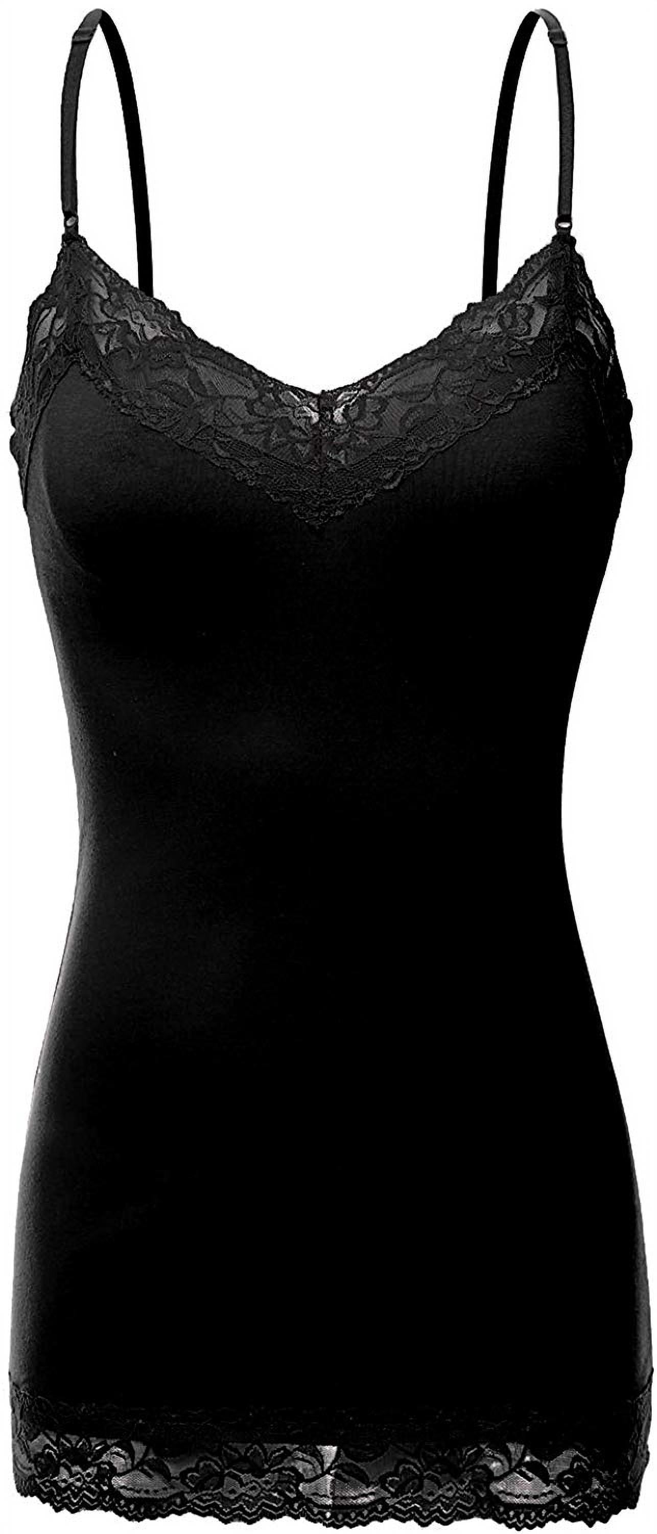 Bozzolo Women Junior & Plus Adjustable Spaghetti Strap Lace Trim Tunic Tank Top Camisoles