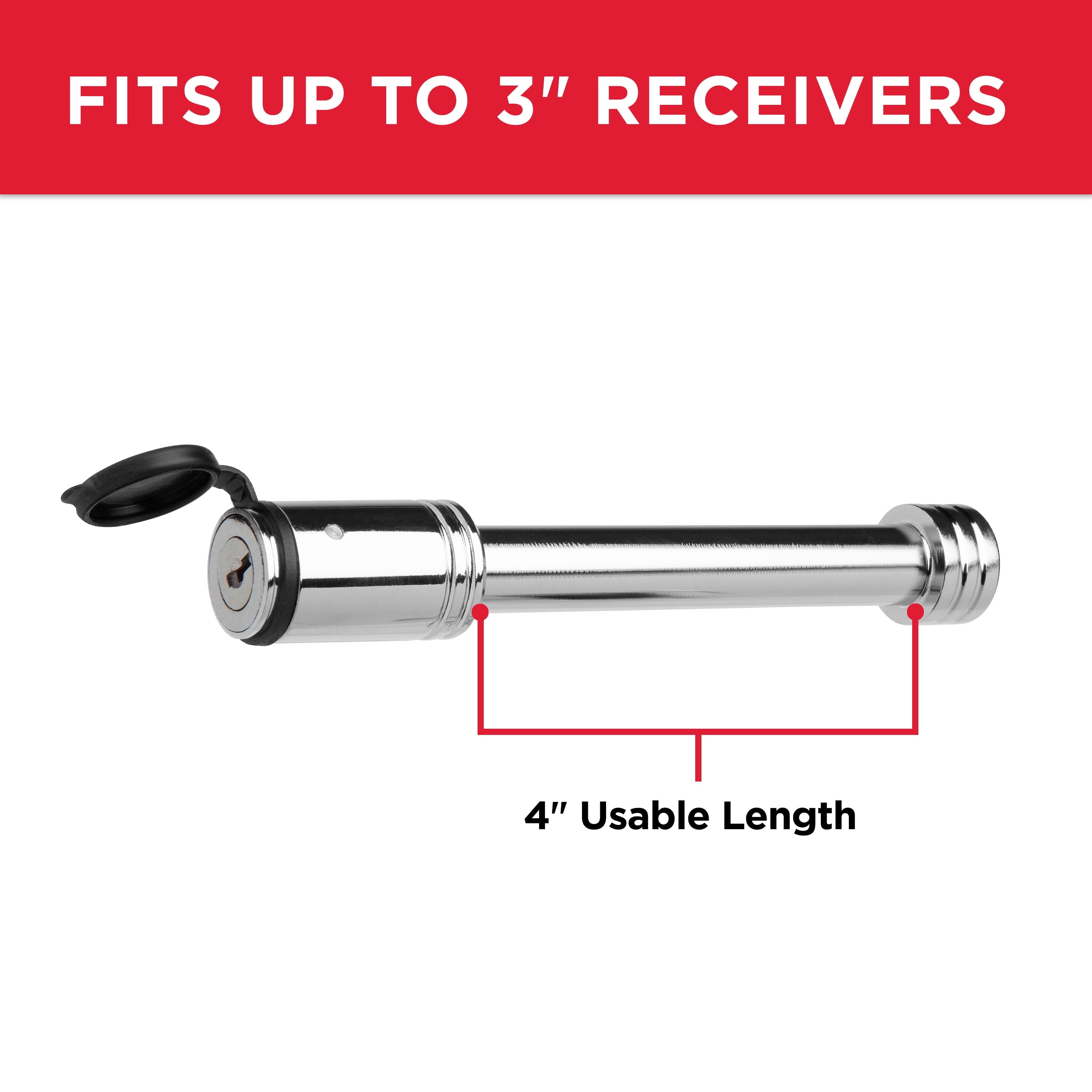 TowSmart Barrel Trailer Hitch Lock, 5/8in Pin, Steel, 4in Span, Includes 2 Keys