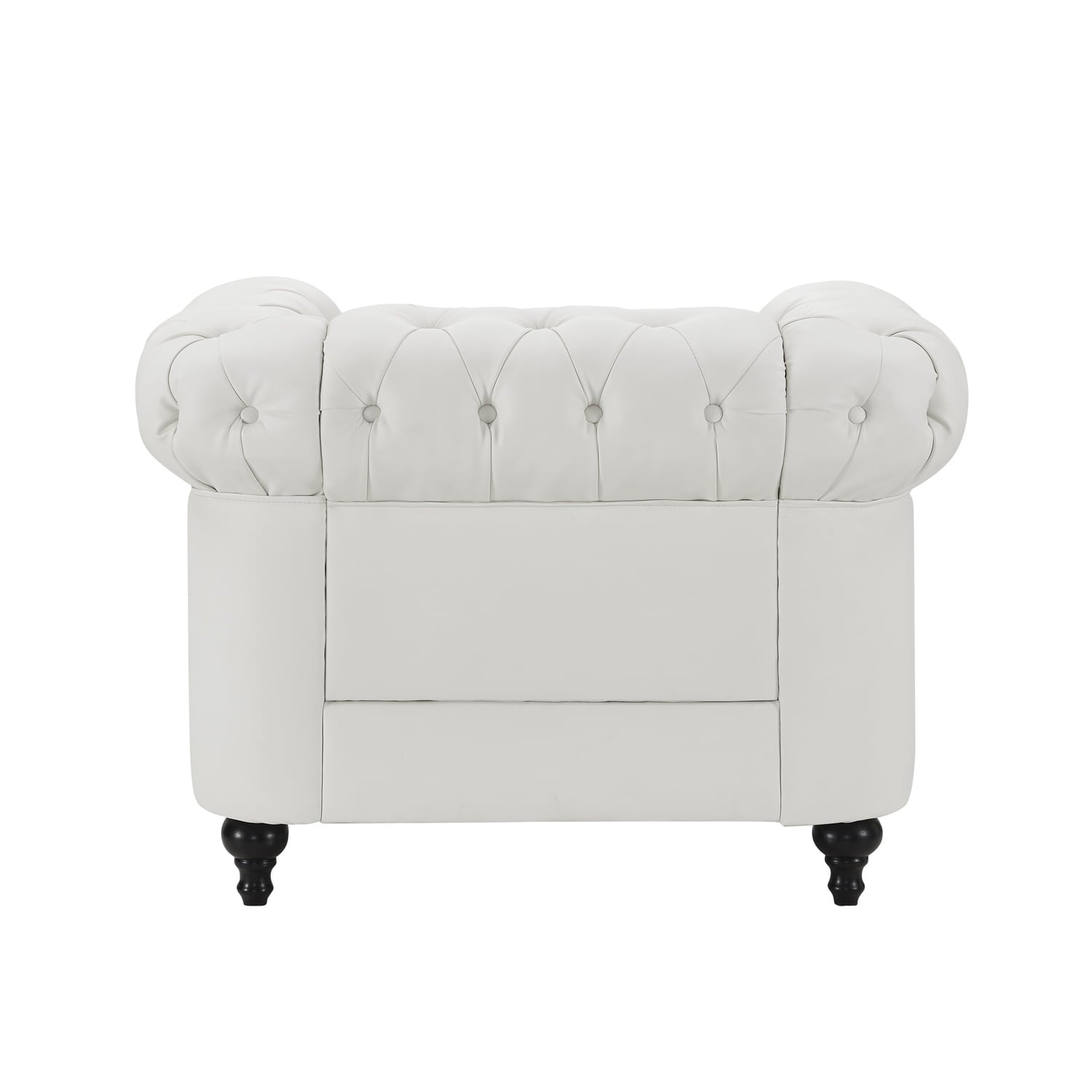Naomi Home Emery Chesterfield Sofa & Accent Chair with Rolled Arms, Tufted Cushions, White