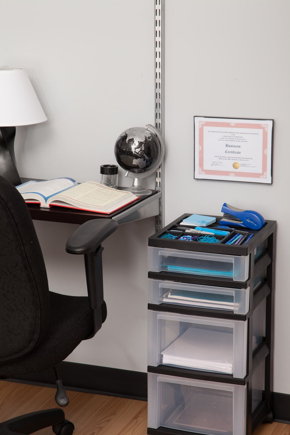 IRIS USA,  4 Drawer Medium Storage Cart with Organizer Top, Black/Clear