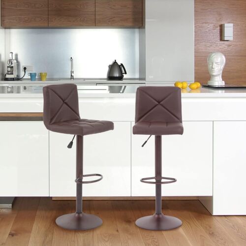 Bar Stools Set of 2 Counter Height Swivel Stool PU Leather Modern Height Stools