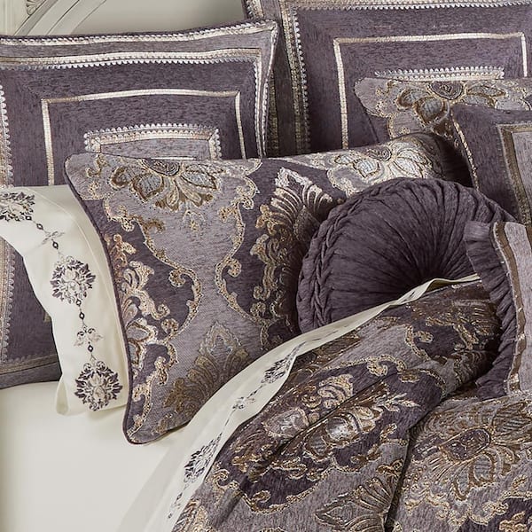 Dominique Lavender Polyester Queen 4-Piece Comforter Set