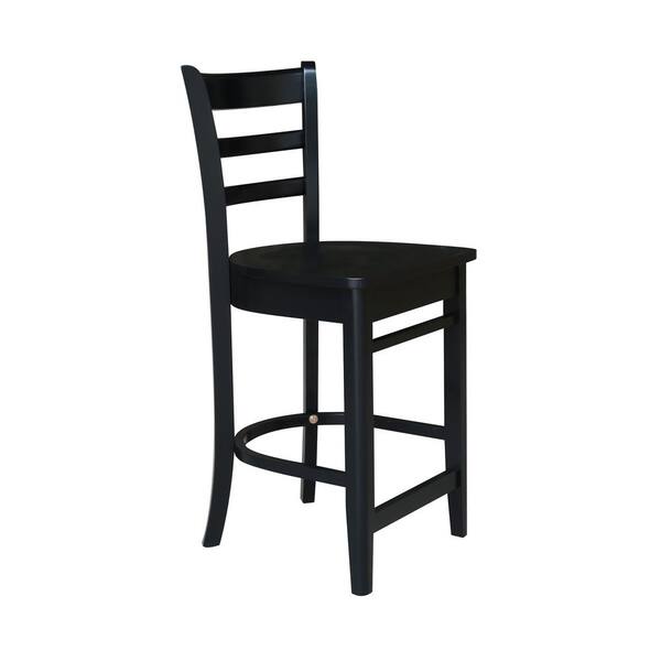 3-Piece 36 in. Black Solid Wood Round Table with 2-Side Stools
