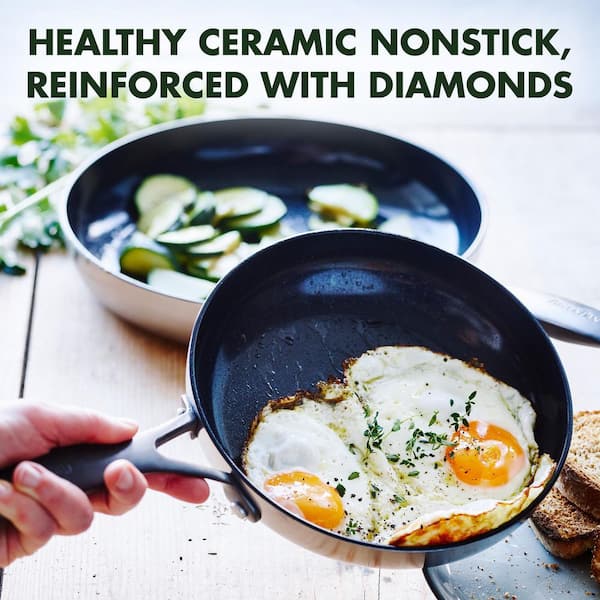 Venice Pro Noir Tri-Ply Stainless Steel Healthy Ceramic Nonstick 2 Piece 8 in. and 10 in. Frying Pan Skillet Set