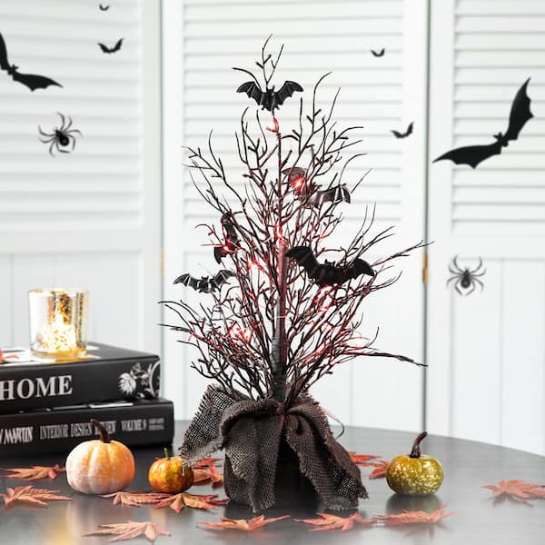 20 in. H Halloween Lighted Bats Table Tree Decor