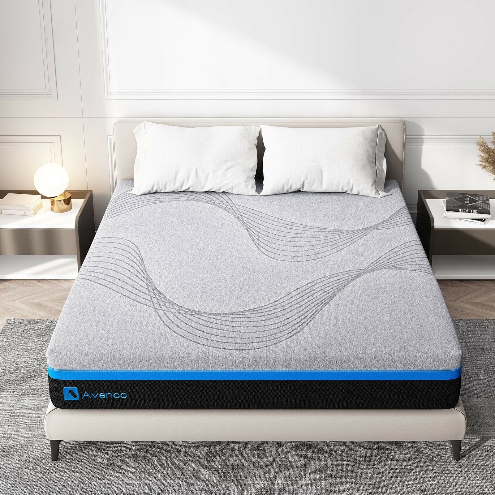 10 Inch Grey Queen Gel Memory Foam Mattress in a Box with Detachable Cover, Queen Size Mattress