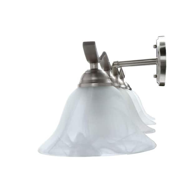 Andenne 34.3 in. 4-Light Transitional Brushed Nickel Bathroom Vanity Light Fixture with Marbleized Glass Shades