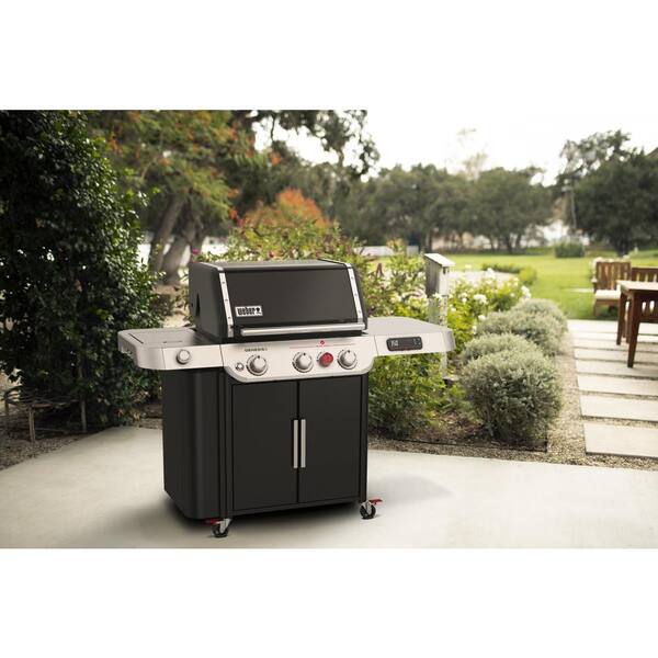 Genesis Smart EX-335 3-Burner Natural Gas Grill in Black with Side Burner