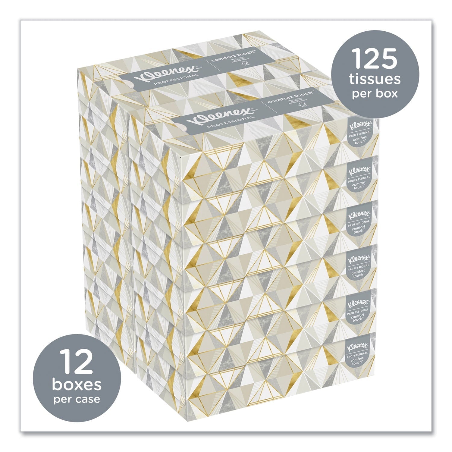 Kleenex White Facial Tissue, 2-Ply, 125 Sheets/Box, 12 Boxes/Carton -KCC03076