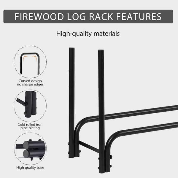 48 in. Heavy-Duty Indoor Outdoor Firewood Rack with Cover