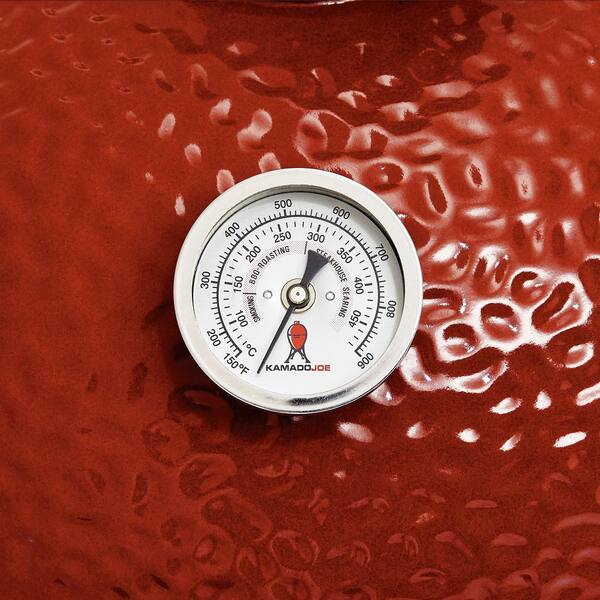 Joe Jr. 13.5 in. Portable Charcoal Grill in Red with Cast Iron Cart, Heat Deflectors and Ash Tool