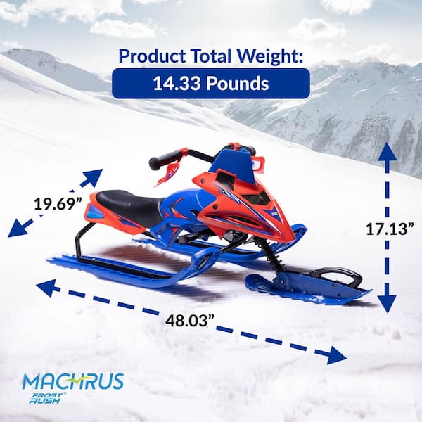 Machrus Frost Rush Snow Bike Winter Sled for Kids with Handlebar Grips, Retractable Pull Cord and Dual Foot Brakes