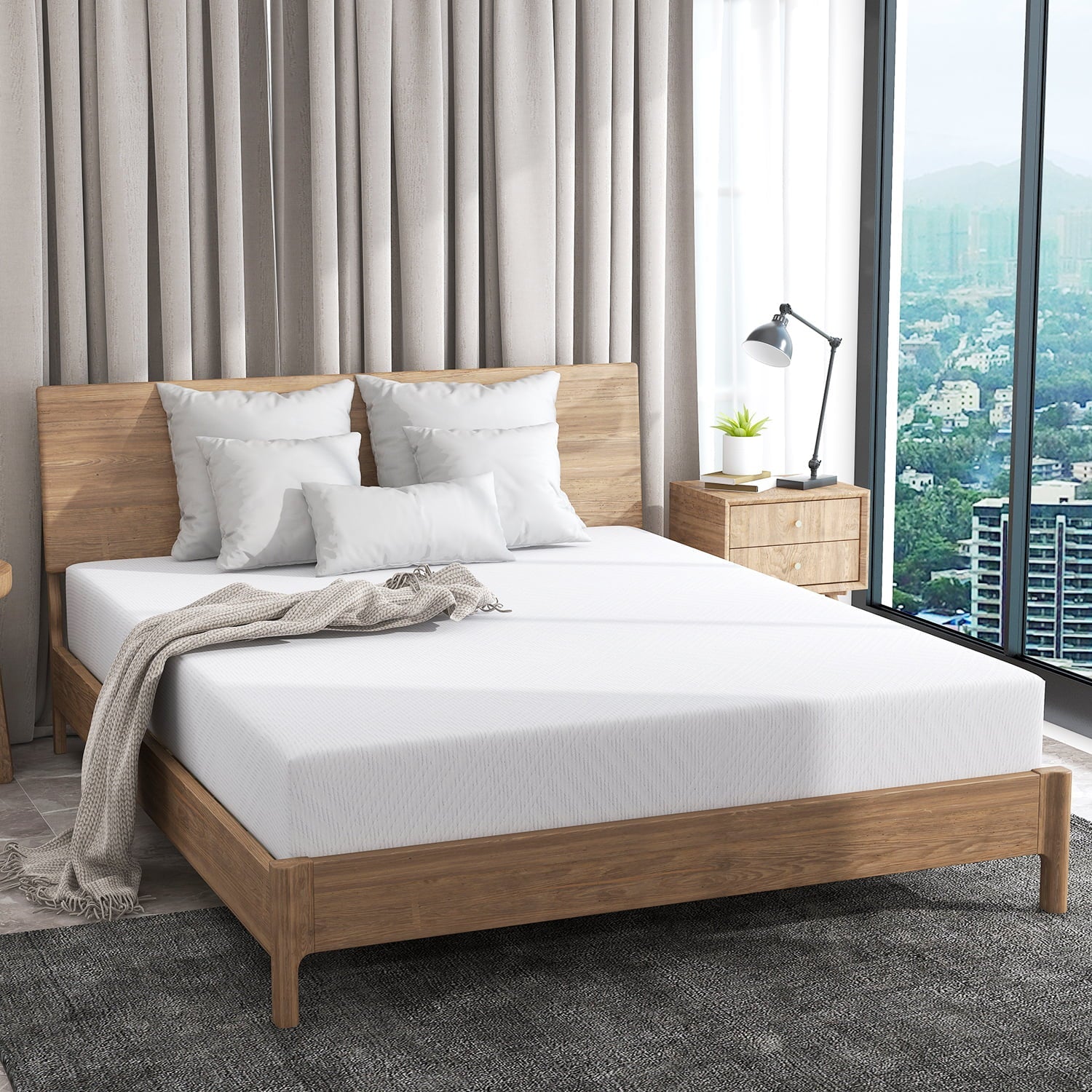 Foam Mattress, 8 inch Medium Firm Mattress, Green Tea and Cooling Gel Infused Pressure Relief, CertiPUR-US Certified, Queen Size