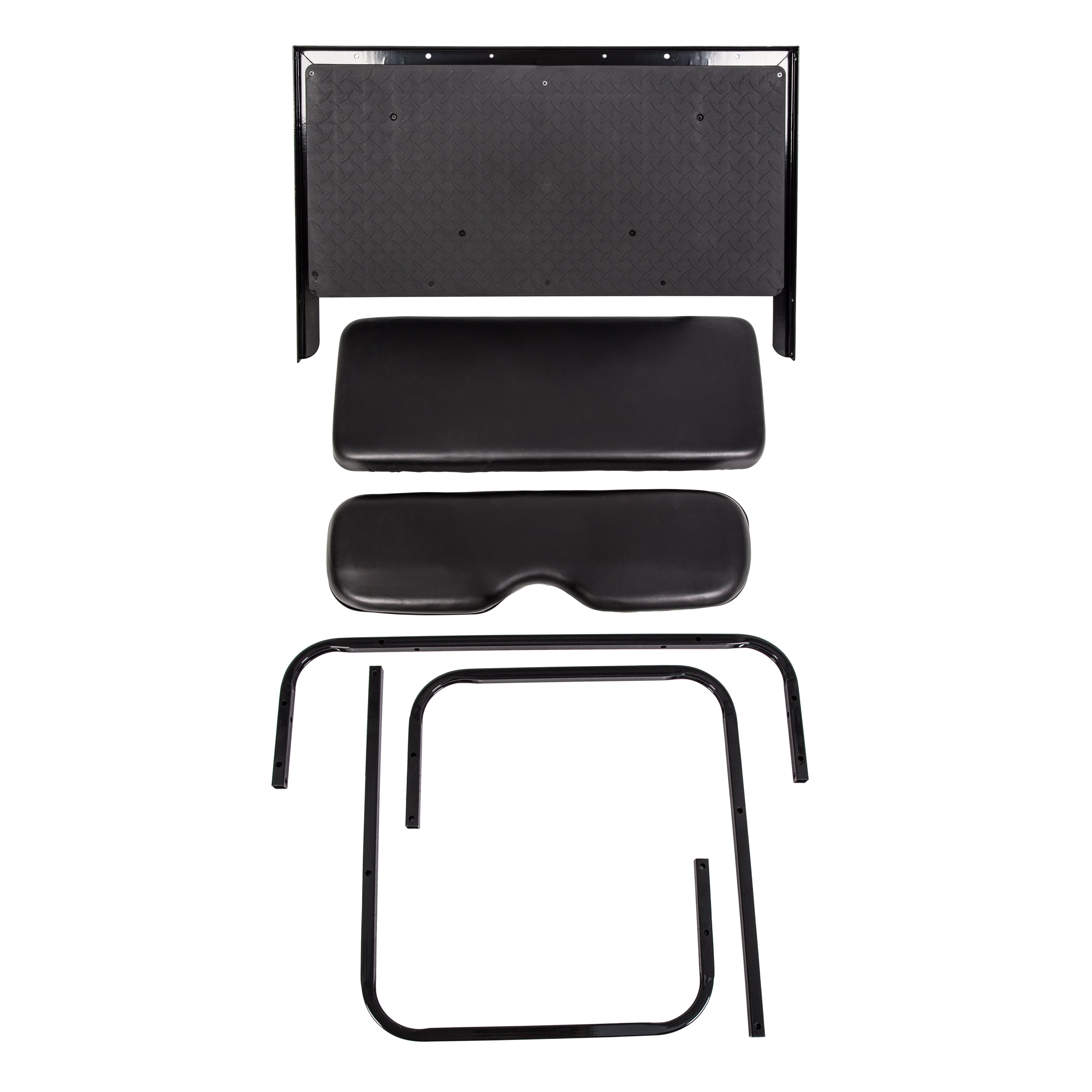 Kojem Flip Folding Rear Back Seat Kit Compatible with EZGO TXT Golf Cart | Black Cushions | 1995 & Up - You Will Receive (2) Packages