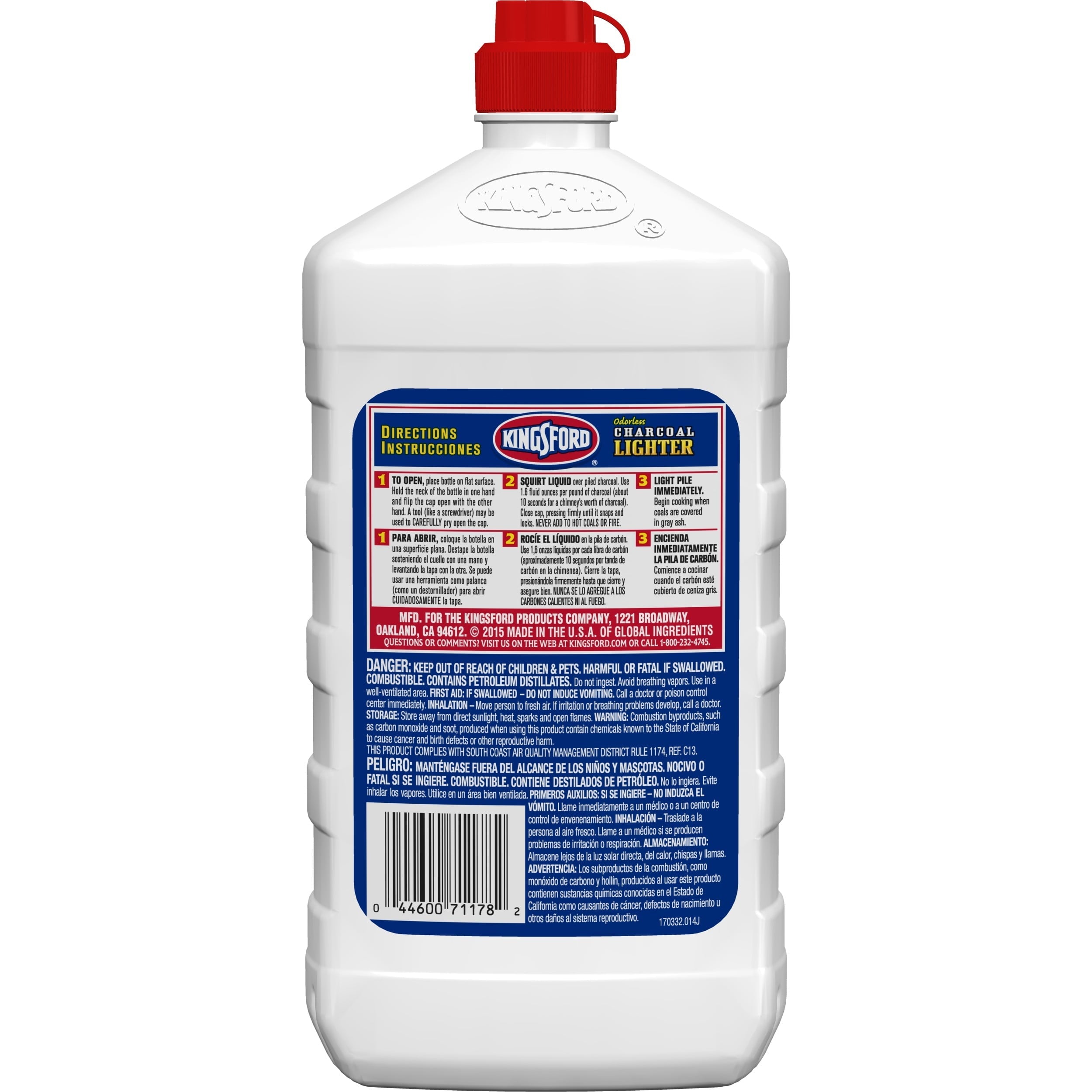 Kingsford Odorless Charcoal Lighter Fluid Bottle, Lighter Fluid for BBQ Charcoal - 64 Fluid Ounces