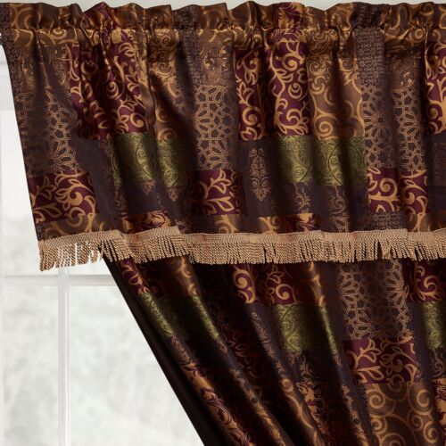 Chezmoi Collection Amelia 4-piece Floral Jacquard Patchwork Window Curtain Set