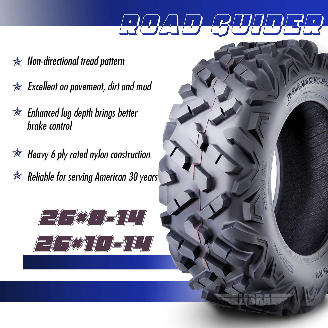 Set of 4 ATV UTV Tires 26x8-14 26x8x14 Front & 26x10-14 26x10x14 Rear 6PR
