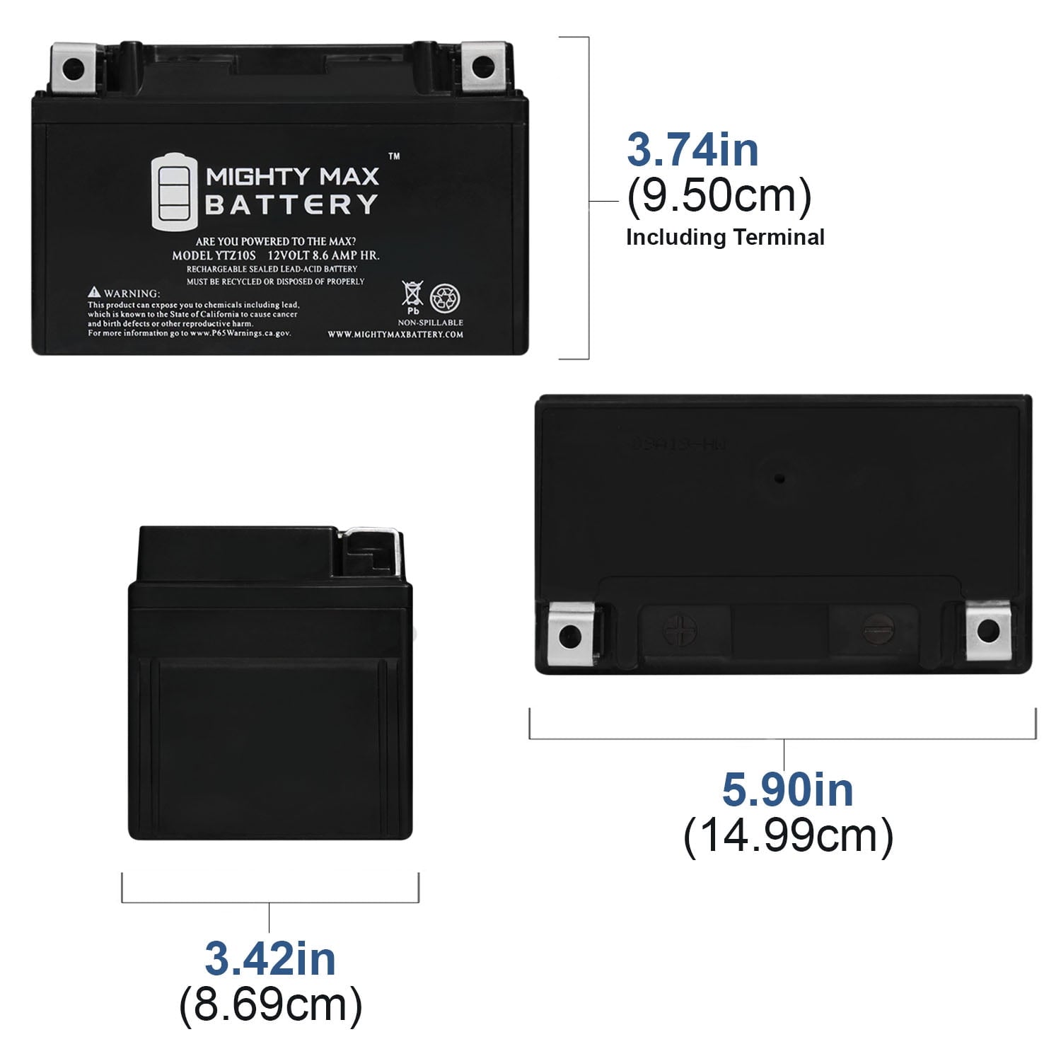 YTZ10S 12V 8.6AH Battery Replacement for Power Sport ETZ10S