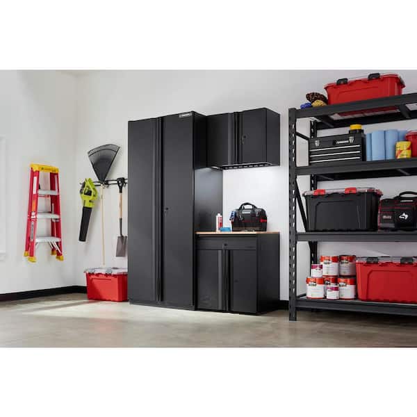 3-Piece Heavy Duty Welded Steel Garage Storage System in Black (64 in. W x 81 in. H x 24 in. D)