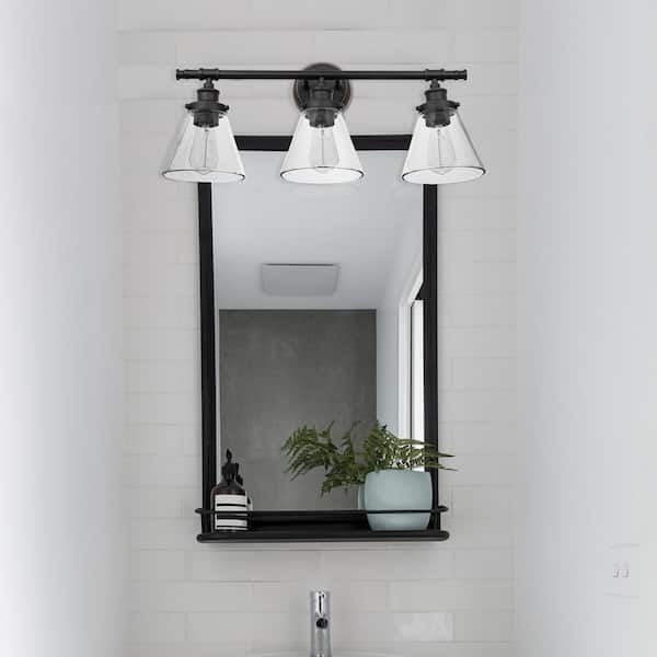 Parker 3-Light Oil Rubbed Bronze Vanity Light with Clear Glass Shades