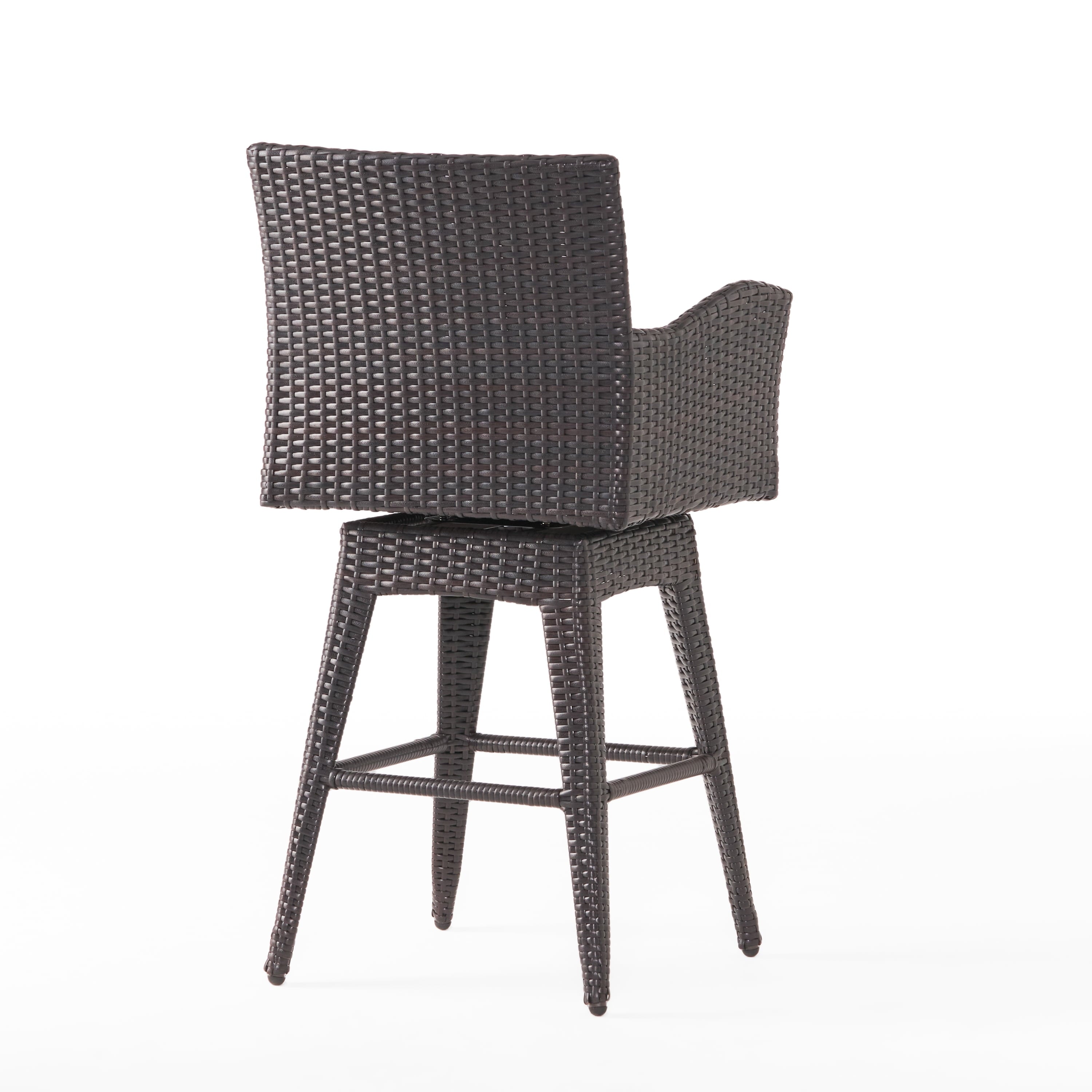 Brown Wicker Swivel Armed Barstool