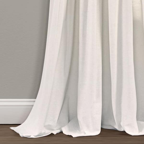 Linen Button Window Curtain Panels Single Black/White 40X95