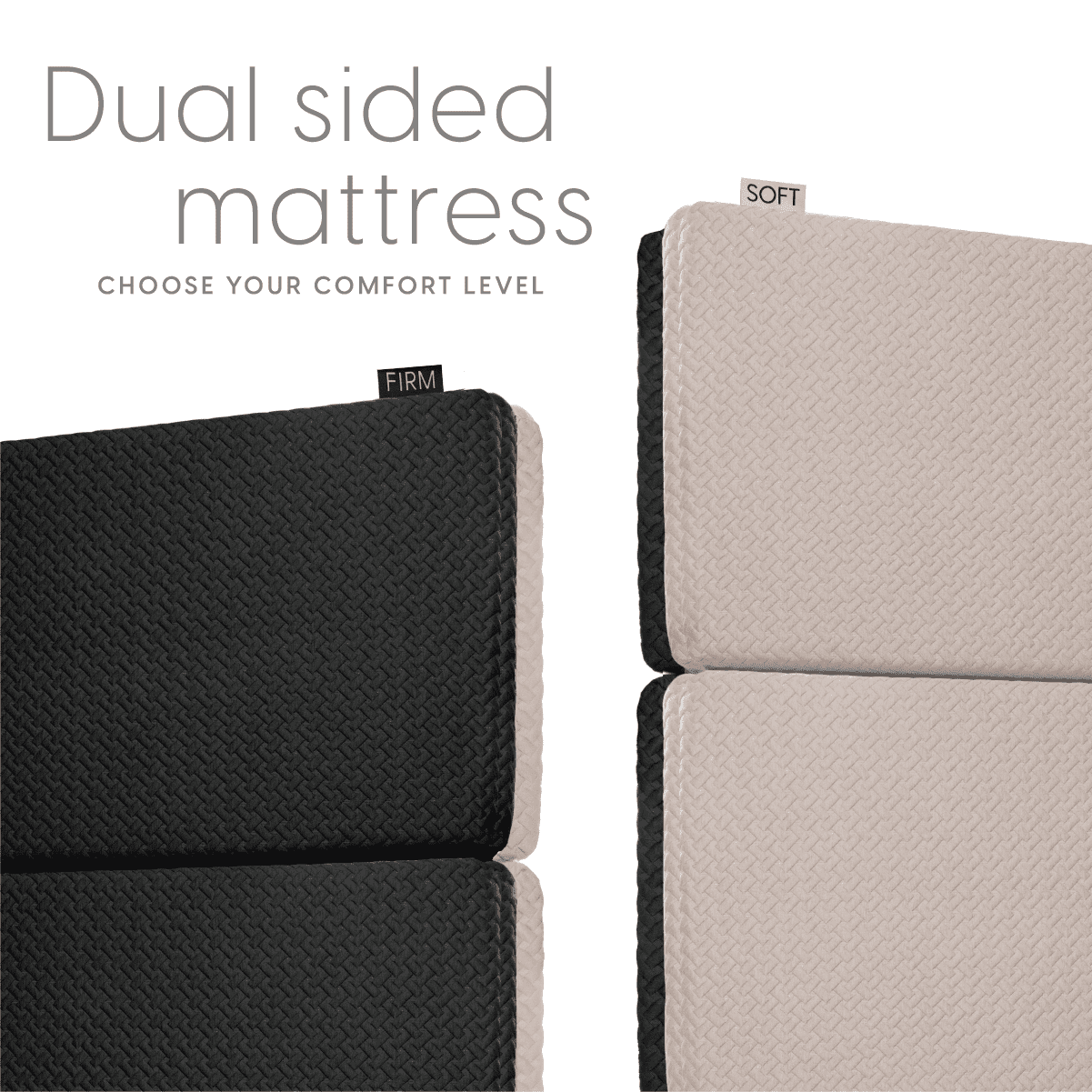 Dual Sided Premium Memory Foam Tri Folding Mattress, Waterproof Washable Cover, Size: Cot 75