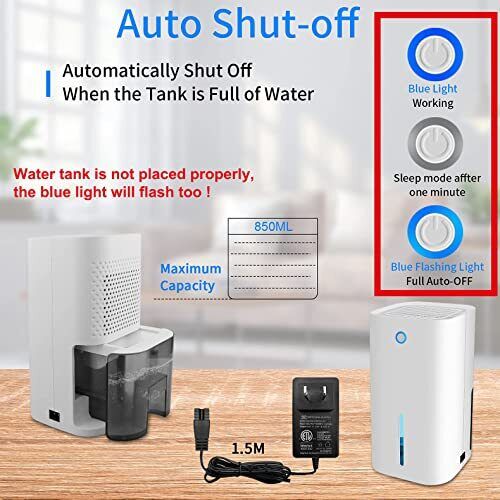 Dehumidifiers for Home Small Quiet Dehumidifier 30Oz 850Ml Portable Electric Deh